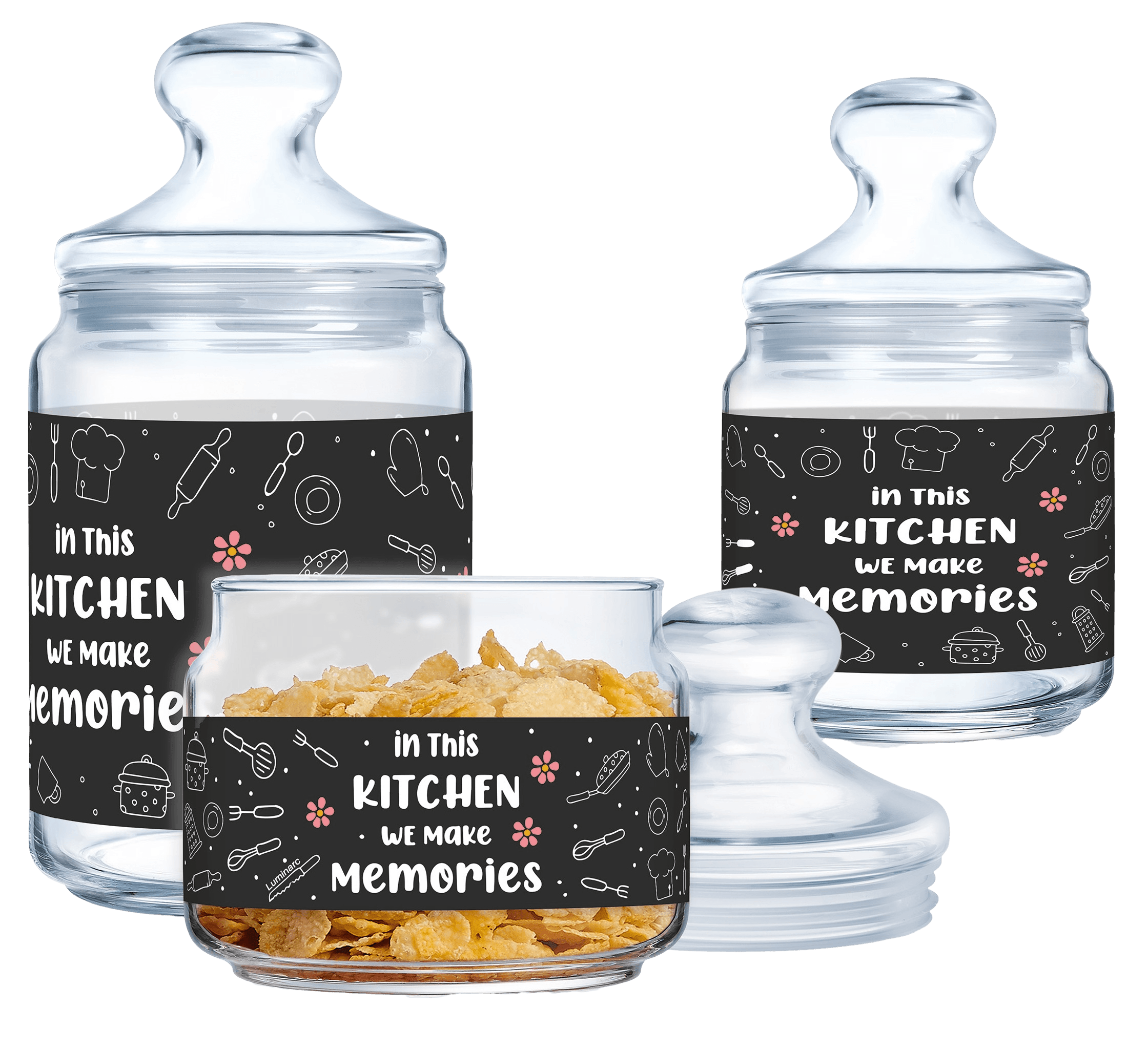 Замовити Набір банок Luminarc Club Kitchen Memories, 3х0.5, 0.75, 1 л в інтернет магазині ar-ukraine за вигідною ціною дешево, оптом і роздріб.