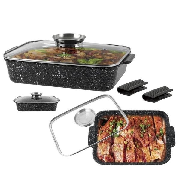 Замовити Жаровня с крышкой и мраморным покрытием 4 л 30х21.5х7 см черный Edenberg EB-12122 в інтернет магазині luminarc.in.ua за вигідною ціною дешево, оптом і роздріб.