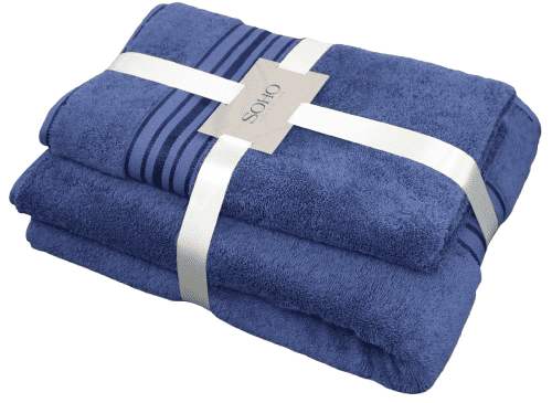 Замовити Набір рушників Soho 50х90+70х140 см Sophia Dark Blue  в інтернет магазині luminarc.in.ua за вигідною ціною дешево, оптом і роздріб.