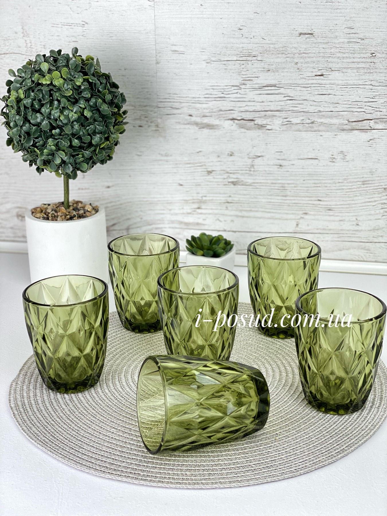 Набор стаканов из цветного стекла Изумруд 240 мл 6 предметов Helios 6440