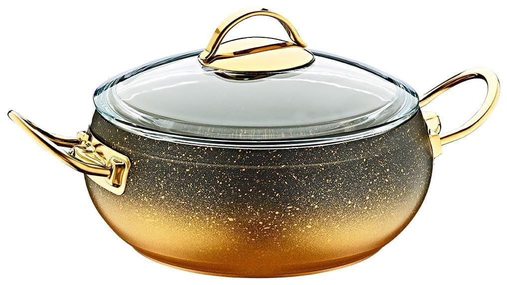 Каструля 6,6 л зі скляною кришкою OMS 3141-IND-28-6,6л-Gold