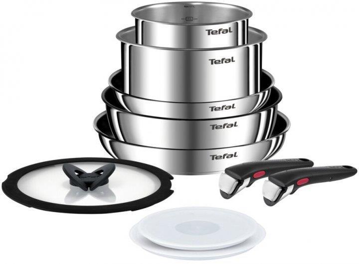 Набор посуды Tefal Ingenio Emotion, сменная ручка, 10предметов, нержавеющая сталь, бакелит, пластие, силикон, стекло L897SA74